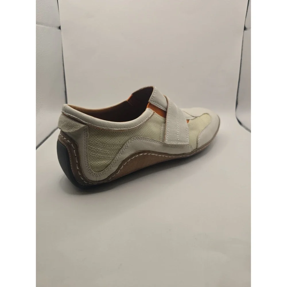 Cole Haan Mens Driving Shoes Size 9.5M White Leather With Orange
